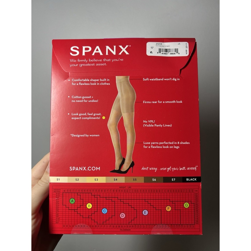 SPANX Firm Believer Sheers Shaping Pantyhose 20 Denier Sz C Shade S5 Beige NWT - Picture 5 of 5